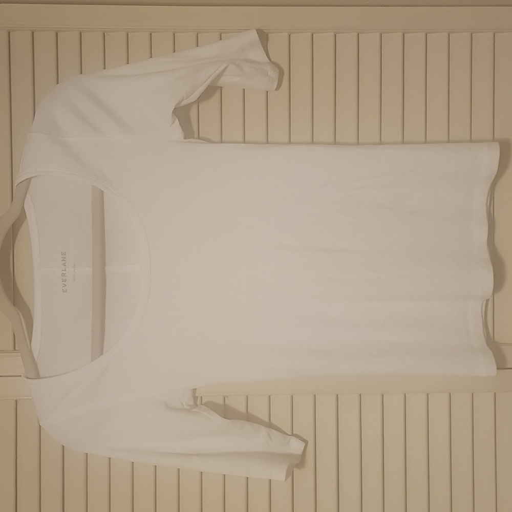 Everlane Luxe Rib Scoop-Neck Tee White Size Small - Picture 3 of 6